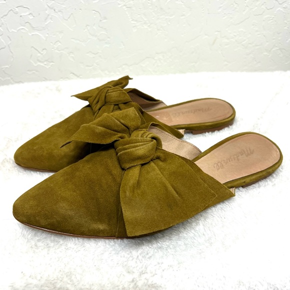 Madewell The Remi Bow Mules Spiced Olive Green Suede size 8 - Picture 2 of 13